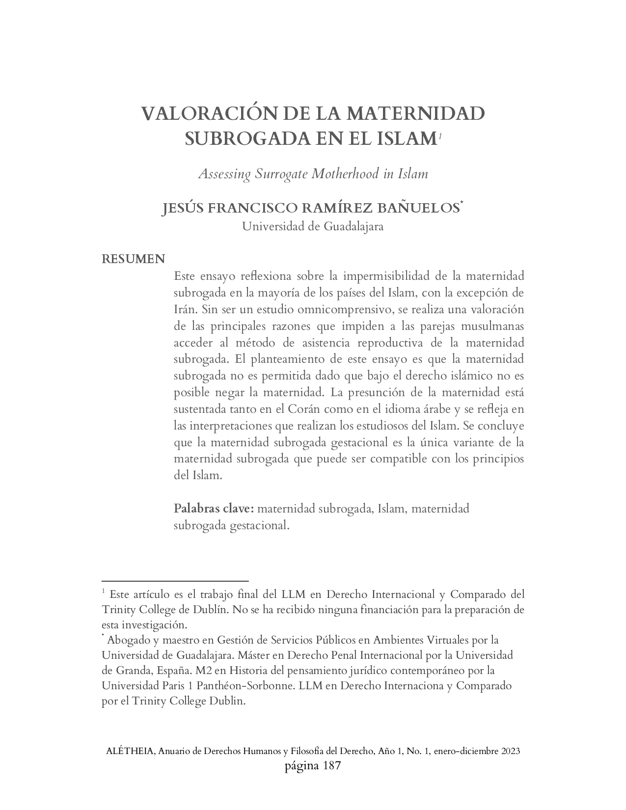 valoración de la maternidad subrogada en el islam